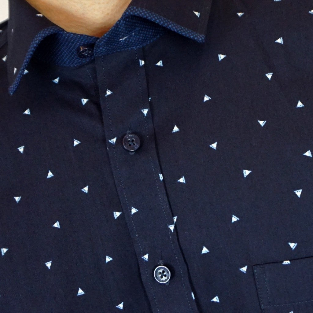 Boss SUPER Kemeja Motif Pria Lengan Pendek Regular Fit Slim Fit