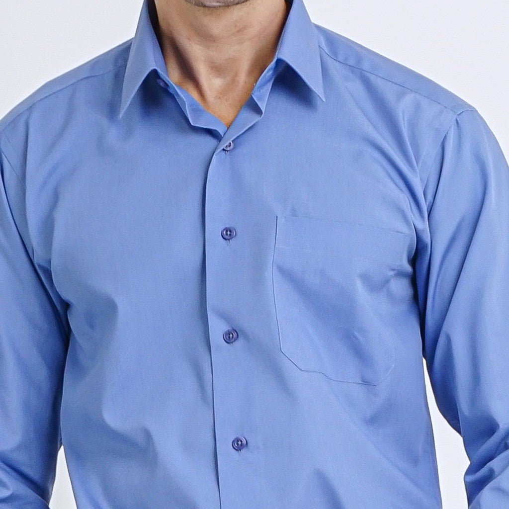 Boss SUPER Kemeja Polos Pria Lengan Panjang Regular Fit Biru