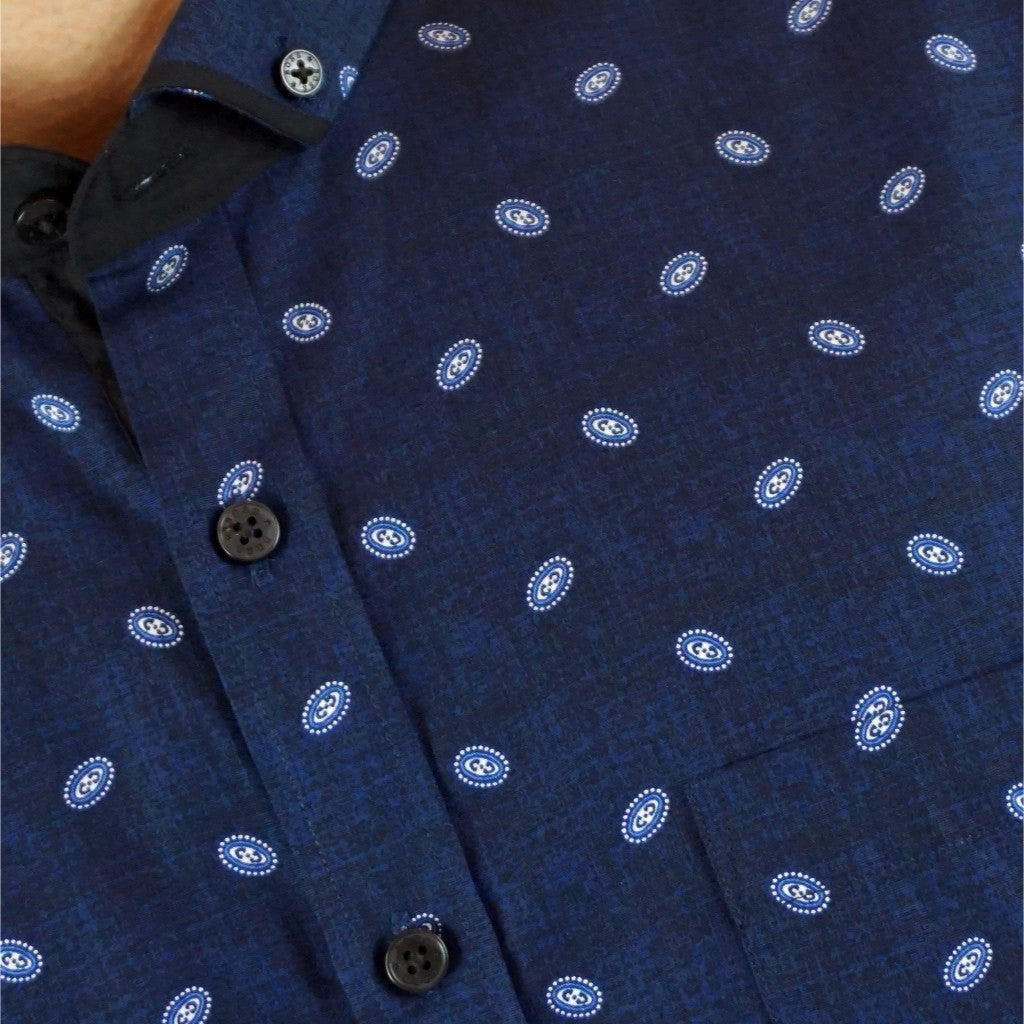 Boss SUPER Kemeja Motif Lengan Pendek Slim Fit 1261 Cokelat Biru