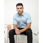 Boss SUPER Kemeja Polos Pria Lengan Pendek Regular Fit Biru