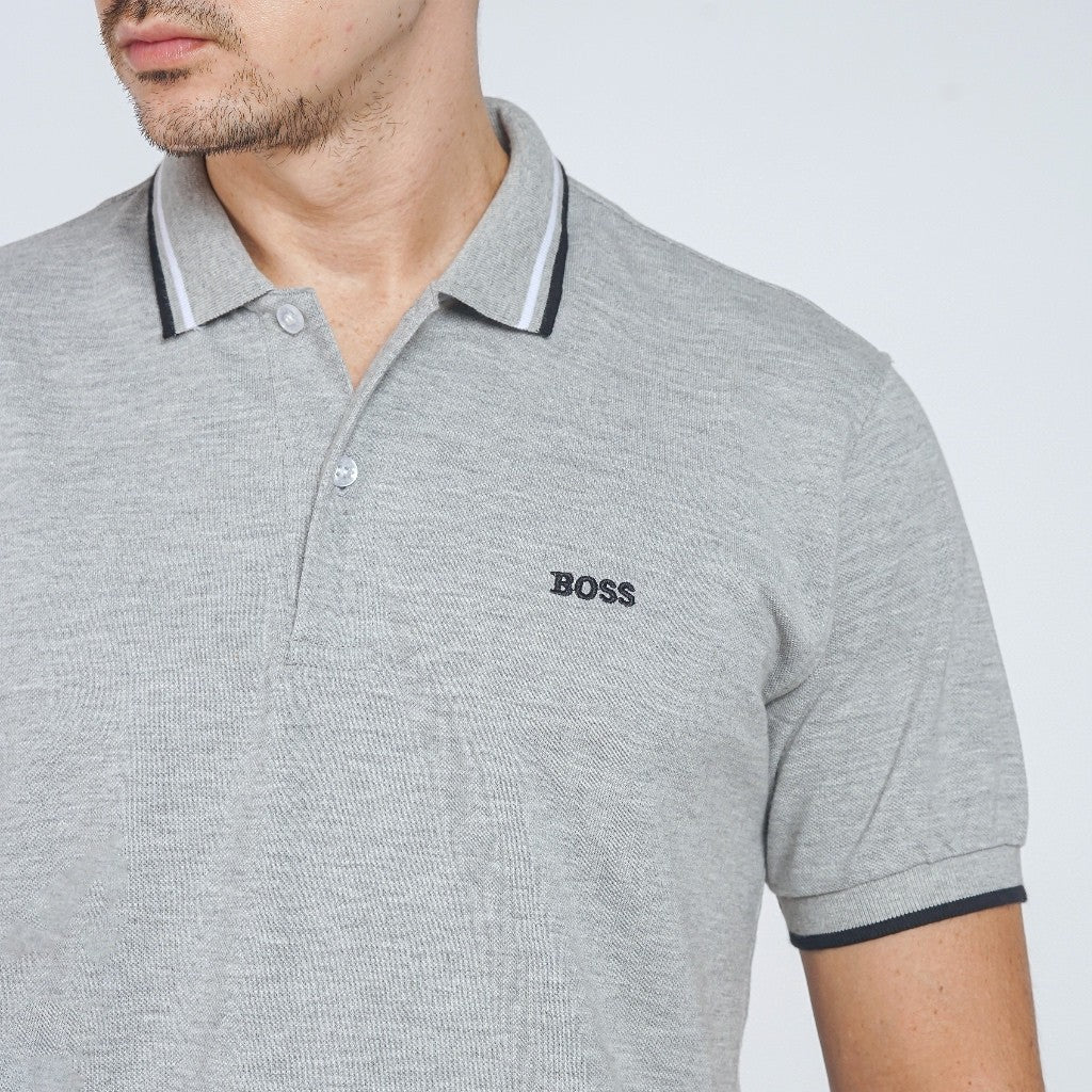Boss SUPER Kaos Polo / Polo Shirt Pria Regular Fit Abu Muda Misty