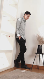 Boss SUPER Kemeja Polos Pria Lengan Panjang Slim Fit Abu 1