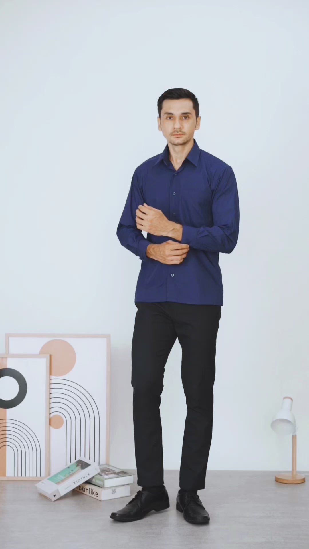 Boss SUPER Men's Long Sleeve Basic Shirt - Navy Blue