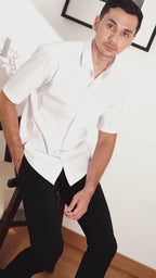 Boss SUPER Kemeja Polos Pria Lengan Pendek Putih