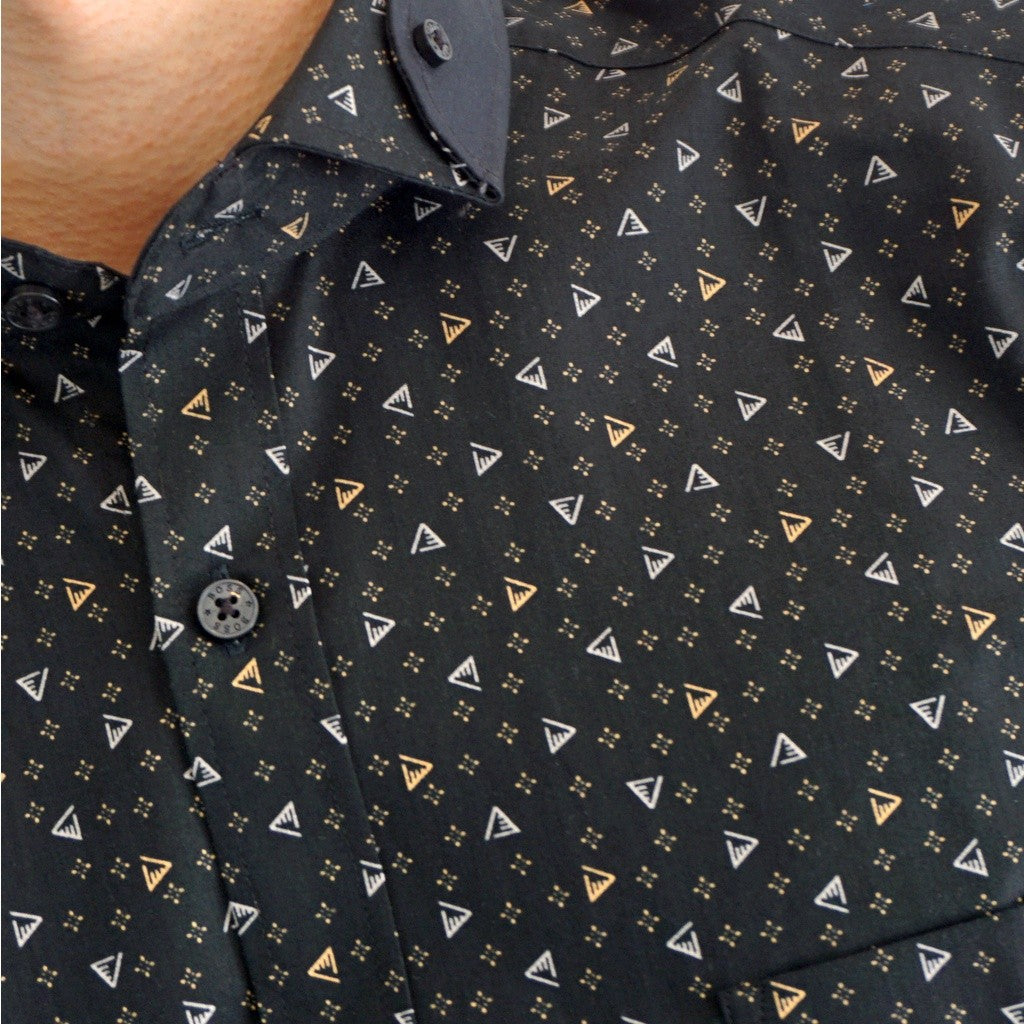 Boss SUPER Men's Printed Short Sleeve Slim Fit Shirt - Brown Blue (1254)