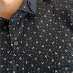 Boss SUPER Men's Printed Short Sleeve Slim Fit Shirt - Brown Blue (1254)