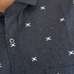 Boss SUPER Kemeja Motif Pria Lengan Pendek Slim Fit 1253