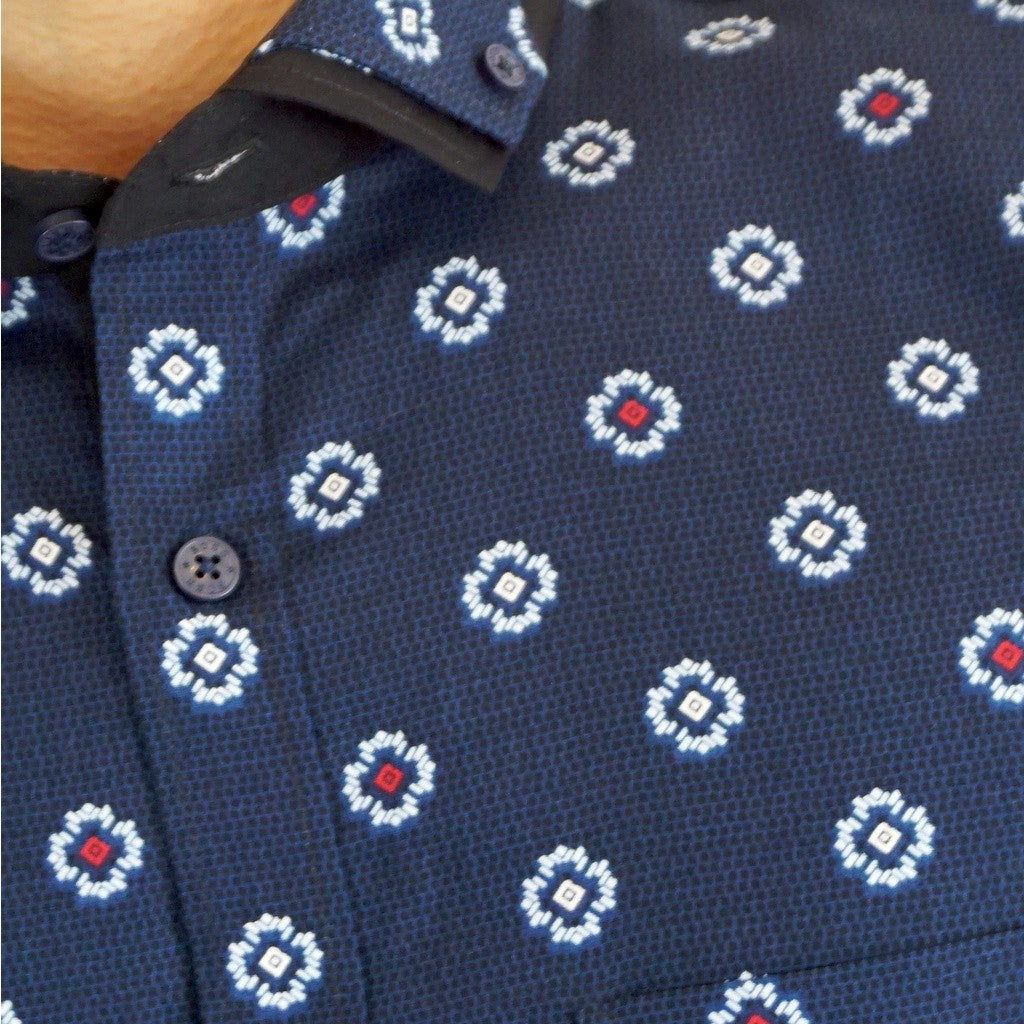 Boss SUPER Kemeja Motif Pria Lengan Pendek Slim Fit 1255