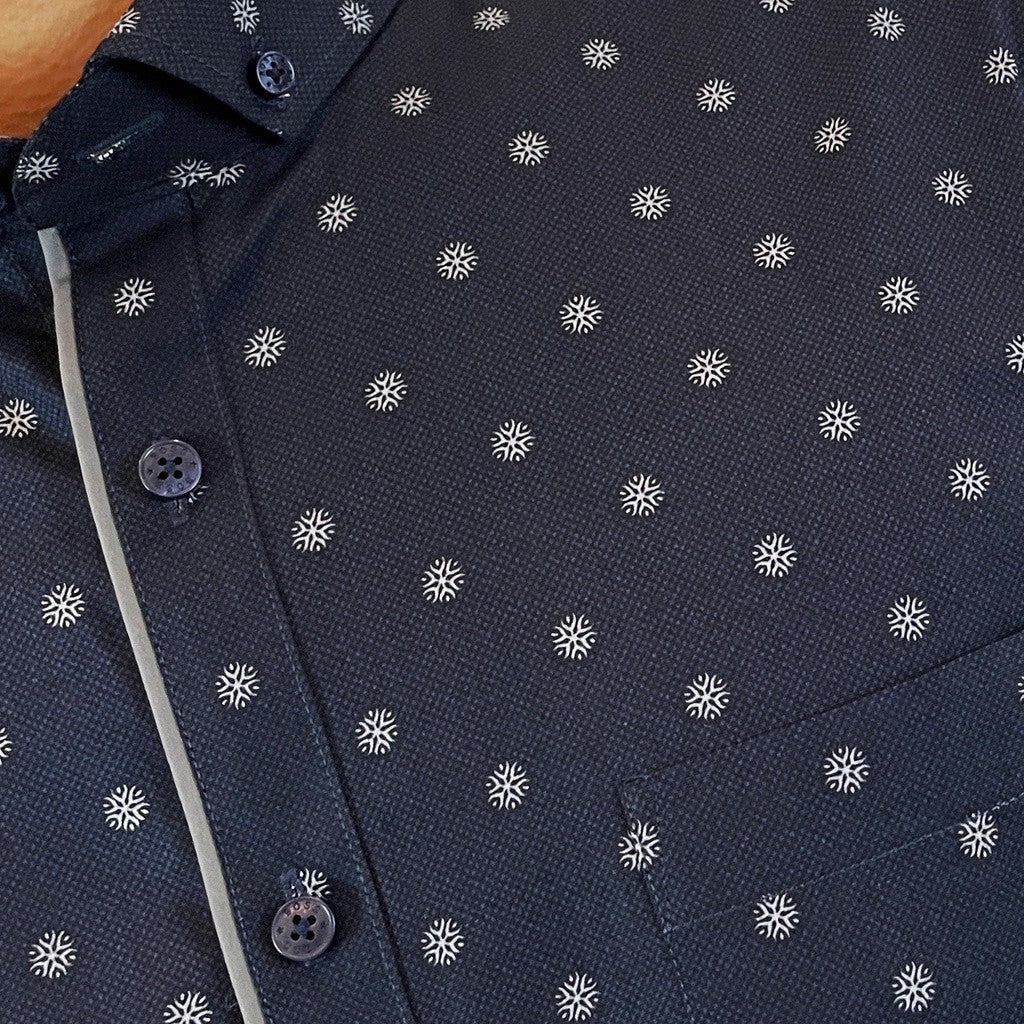 Boss SUPER Kemeja Motif Pria Lengan Pendek Slim Fit 1258 Coklat Biru