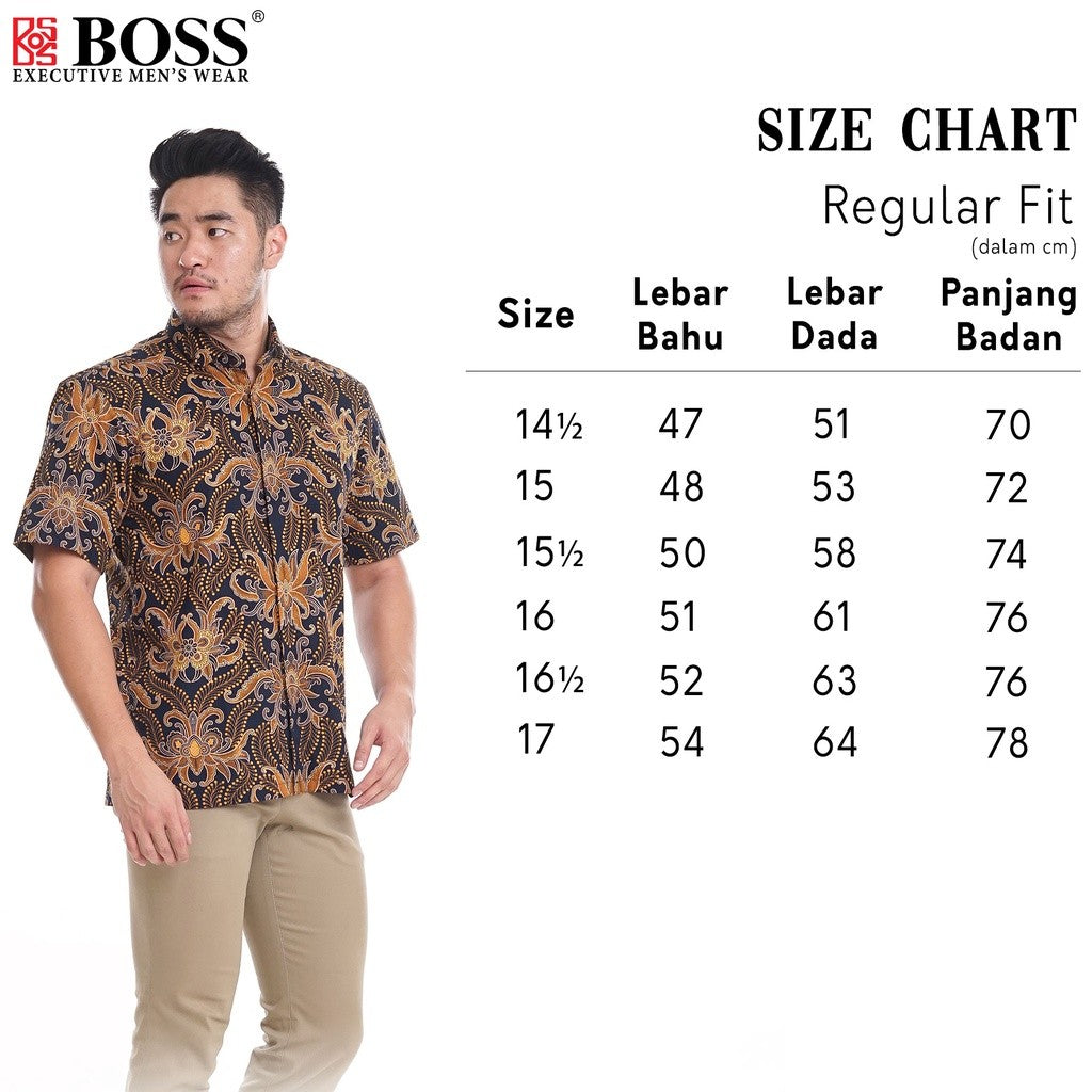 Boss SUPER Kemeja Batik Pria Lengan Panjang Regular Fit