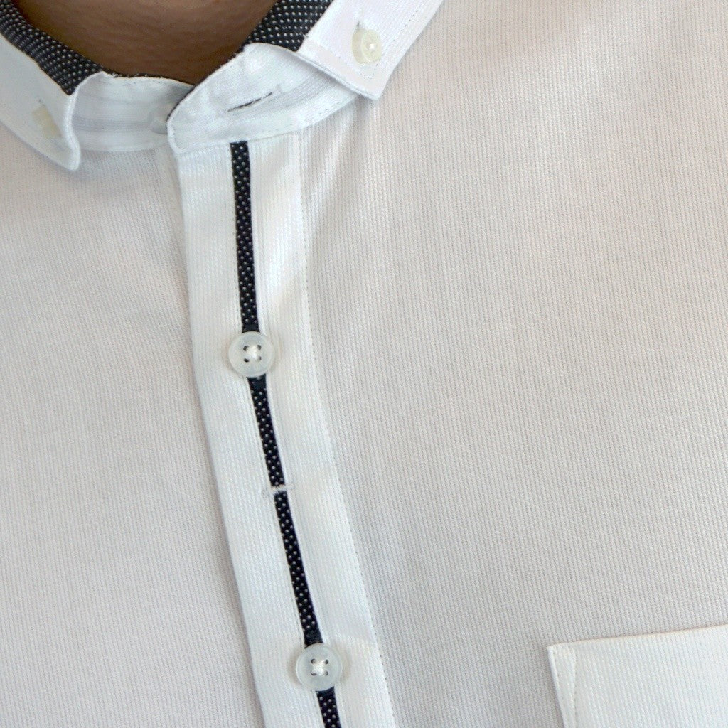 Boss SUPER Men's Pique Cotton Long Sleeve Slim Fit Shirt - White (PQ03)